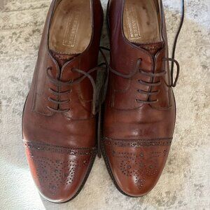 Brown Leather Detailed Alexander Loafers, Size 9, Wide
